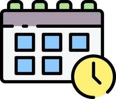 Calendar icon with clock and calendar vector