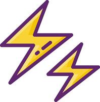 Two lightning bolts with yellow and purple colors vector