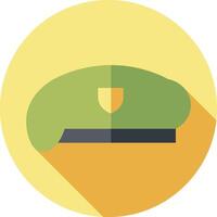 A flat icon of a green hat with a long shadow vector