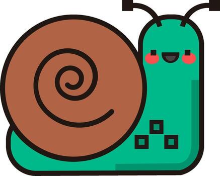 A snail with a smiley face and a green shell vector