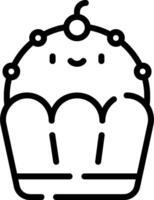 A black and white drawing of a cupcake vector