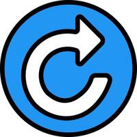 A blue circle with an arrow pointing to the right vector