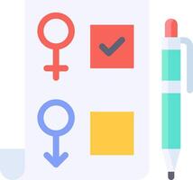 A pen and a paper with a gender symbol and a check mark vector