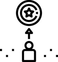 A black and white icon of a person with a star vector