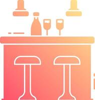 Bar icon with two stools and wine glasses vector