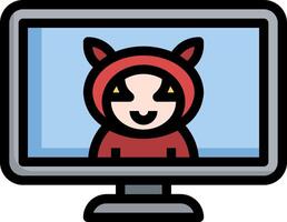 A cartoon cat on a computer monitor vector
