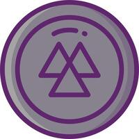 A purple and gray icon of a triangle vector