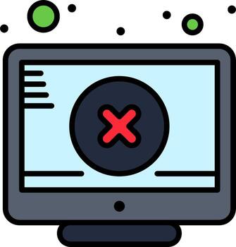 A computer screen with a red cross on it vector