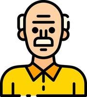 An old man with a mustache and a yellow shirt vector