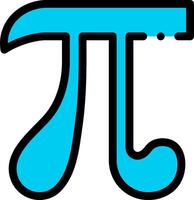 The pi symbol is blue and has a black outline vector