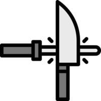 A knife with a sharp edge is shown on a white background vector