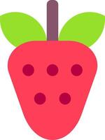 A strawberry with green leaves and a red stem vector