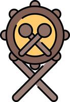 A cartoon drum with crossed sticks vector