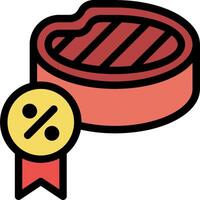 Steak icon with red ribbon and percentage sign vector
