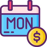 Month calendar icon with dollar coin vector