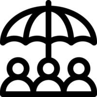 An umbrella icon with people under it vector