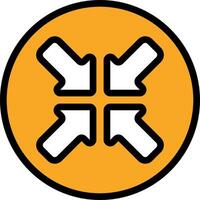 A yellow circle with four arrows pointing in different directions vector