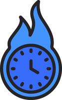 A blue clock with a flame on it vector