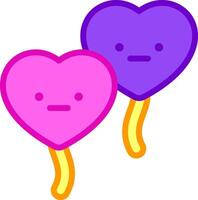 Two heart shaped lollipops with faces on them vector