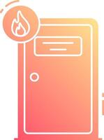 A fire extinguisher icon with a flame on it vector