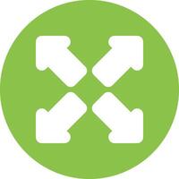 A green circle with three arrows pointing in different directions vector