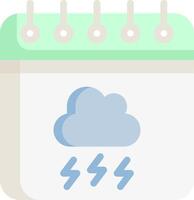 A calendar with a cloud and rain icon vector
