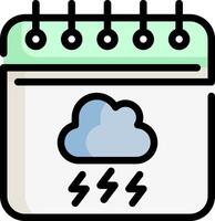 A calendar with a cloud and rain icon vector