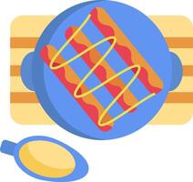 A plate with hot dogs and a bowl of mustard vector