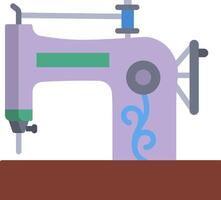 A purple sewing machine with a green handle vector