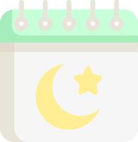 A calendar with a crescent and star vector