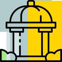 A yellow and blue icon of a building with a dome vector