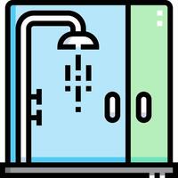 A shower with a shower head and a door vector