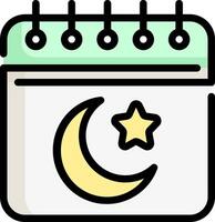 Calendar with crescent and star icon vector