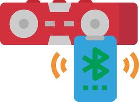 A bluetooth speaker and a phone are connected to each other vector