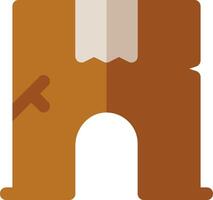 A brown door with a handle and a key vector