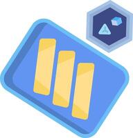 A blue and yellow square with three bars on it vector