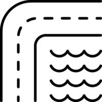 A black and white line drawing of a road and a wave vector