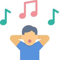 A man is listening to music with music notes flying around him vector