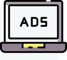 An ad on a laptop screen with the word ads vector