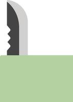 A knife with a black handle and a green blade vector