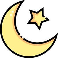 A yellow crescent with a star on it vector