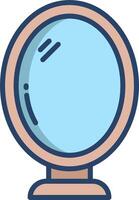 A round mirror with a blue background vector