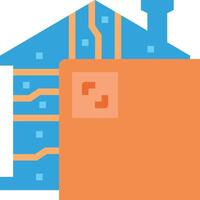 A house with a circuit board and a box vector