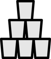 A stack of cups with a black outline vector