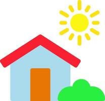 A house with a sun and clouds vector
