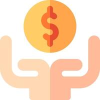 A hand holding a dollar coin and a dollar sign vector