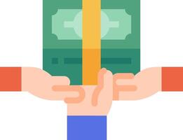Two hands holding a bundle of money vector