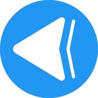 A blue and white arrow pointing to the left vector