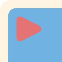 A blue and red play button vector