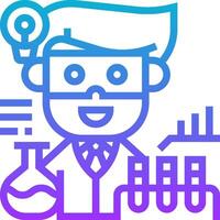 A man in a lab coat holding a flask and a light bulb vector
